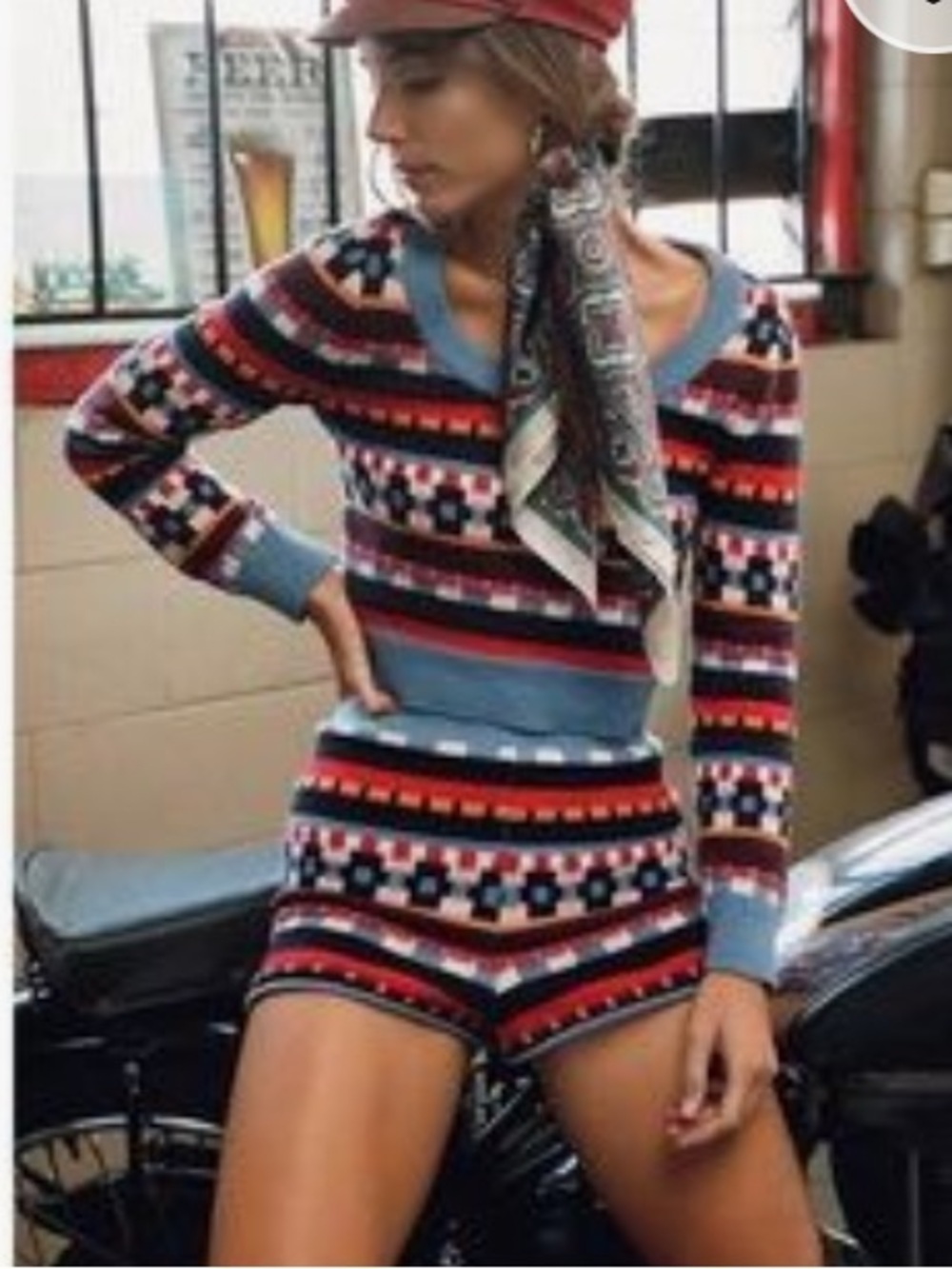 Arnhem | Adele knit printed cropped sweater L